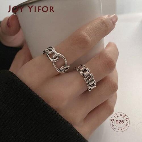 Minimalist 925 Sterling Silver Finger Rings New Fashion Creative Cross Hollow Chain Geometric Party Jewelry Gifts