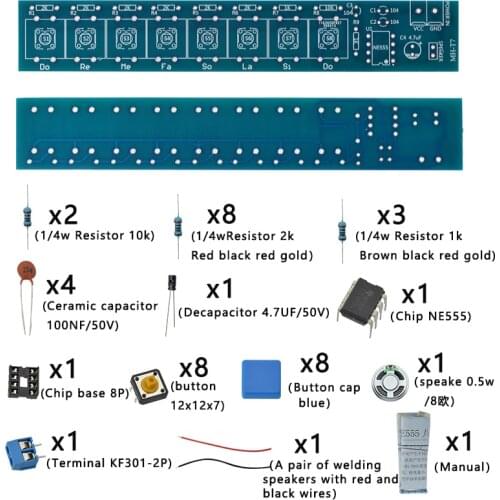 Diy electronic kit set NE555 keyboard kit Eight notes DIY electronic production parts practice Fun teaching training