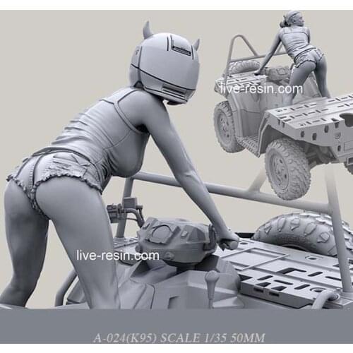 1:35 Resin Kits Beauty Driving Resin Soldier Self-assemble (50mm) ) A-024