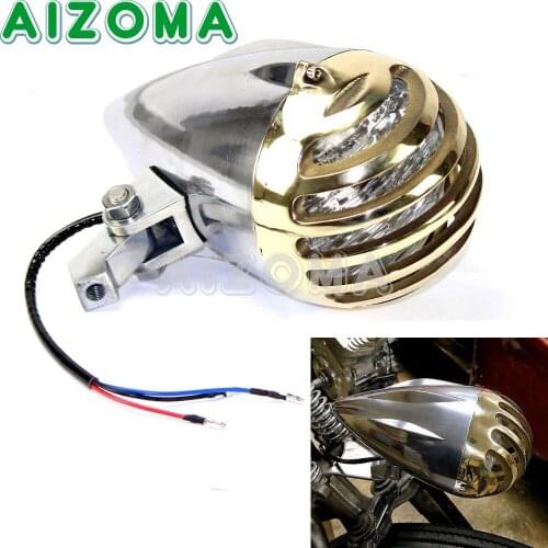 E-mark Motorcycle Billet 4-3/4" Headlight Brass Grill Cover Headlamp For Harley Sportster Cruisers Bobber Dyna Classic Glide