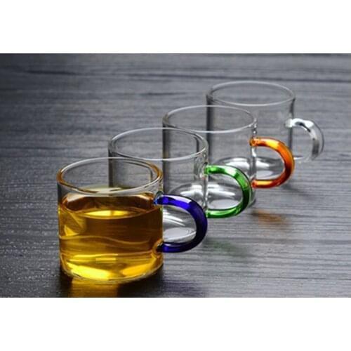 New Colorful Small Handle Cup Kung Fu Tea Cup Heat-resistant Glass Tea Cup Household Shot Glass Coffee Mug