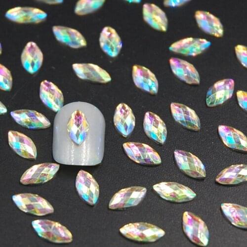 New Fashion 3D Crystal Clear AB Horse Eyes Gem Glitters Acrylic Rhinestones DIY Nail Art Tips Decoration Manicure 4x8mm