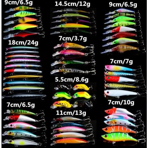 LINGYUE New Arrival 58pcs Fishing Lures Artificial High Quality Set Mixed 10 Models Hard Baits Bass Crankbait Wobblers Fish bait