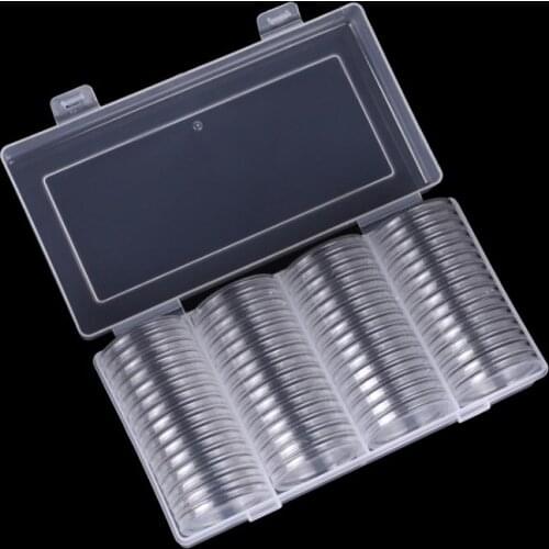 20sets Clear Round 41mm Direct Fit Coin Capsules Holder Display Collection Case With Storage Box For 1 oz American Silver Eagles
