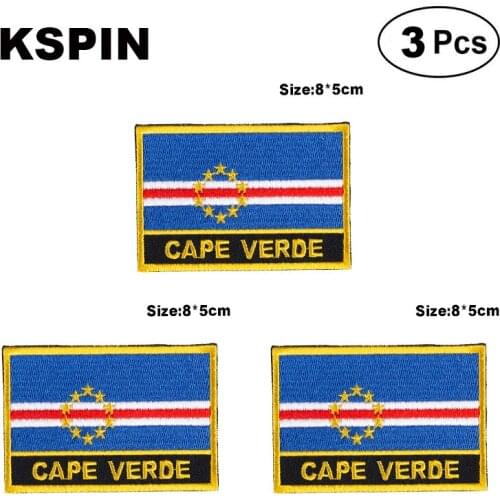 Cape Verde Rectangular Shape Flag patches embroidered flag patches national flag patches for clothing DIY Decoration