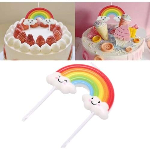 Rainbow Cake Toppers Cloud Cake Flags Decor Kids Birthday Party Cupcake Topper Wedding Party KIDS Romantic Birthday Cake Candles