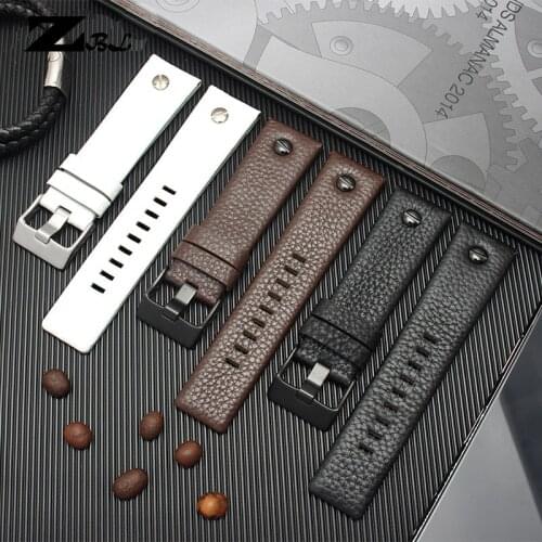 Genuine leather strap watchband 22 24 26 27 28 30mm Litchi grain for diesel DZ4316 DZ7395 DZ7305 Watch band watch bracelet