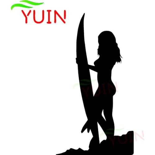 Sexy Girl Surfing on The Beach Car Sticker Fashion Custom Cars Accessories Decals PVC Body Decoration Sunscreen Exquisite Decal