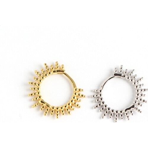 925 Sterling Silver Earring Fashion Sun Ray Round Bead Ear Ring color zircon Ear Bone Ear Buckle personality Wild Girl Ear Jewel