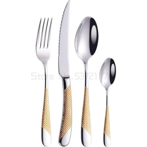 Tableware star drill knife fork set home tableware 304 stainless steel steak knife fork Western food. dinnerware