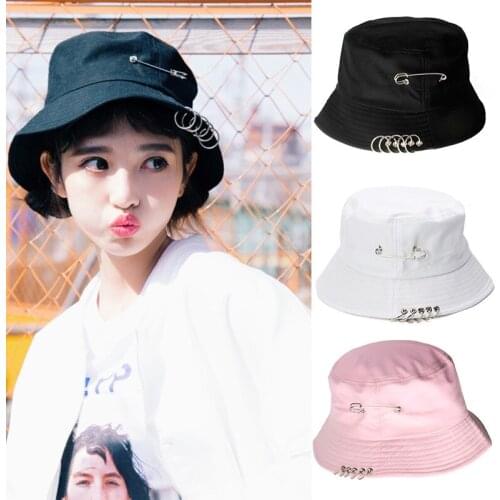 Unisex Iron Ring Bucket Hat Folding Fishing Cap Fisherman Outdoor Hunting Cool Summer Fashion Solid Color Fishing Sun Hat