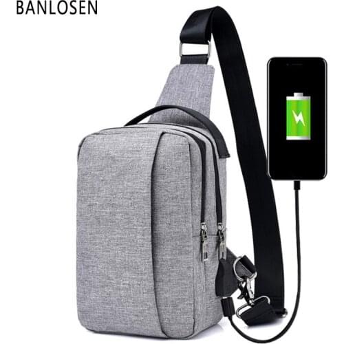 USB Charge Design Men Chest Pack Single Shoulder Strap Back Bag Crossbody Bags for Women Sling Shoulder Bag Back Pack Travel