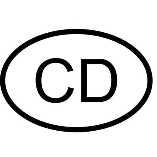 13.8CM*9.3CM CD CONGO DEMOCRATIC REPUBLIC COUNTRY CODE OVAL CAR STICKER VINYL DECAL