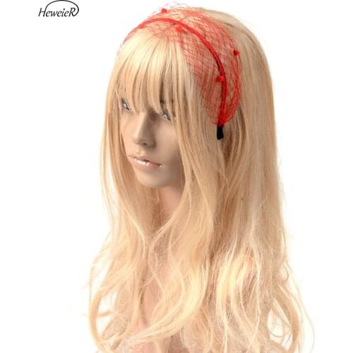 Handmade Lady Bridal Fascinator Derby Netting Dot Headband Wedding Races Ascot Cocktail Party Hair Jewelry Band Headdress