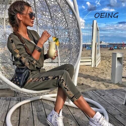 2 Piece Fitness Sport Matching Sets Exercise Tracksuits Sequin Patchwork Fashion Womens Sweat Suits