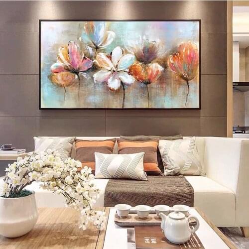 100% Hand-painted Flower Art New Arrival Canvas Oil Painting Wall Decor Pictures Artwork For Home Decoration Unframed Paintings