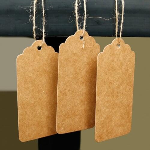 100pcs 4.5x9.5cm Kraft Paper Tag Blank Gift Label Gift Present Packing Decoration HangTag Sewing Garment Multi Design