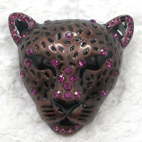 12pcs/lot Wholesale Leopard Head Rhinestone Pin brooches C101982
