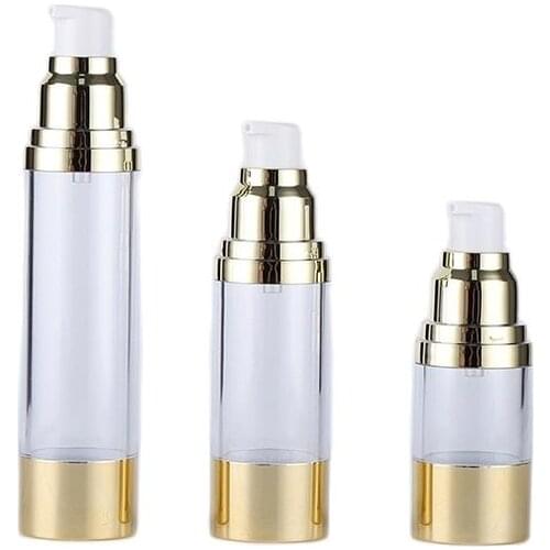 15/30/50ML Lotion Cream Airless Pump Bottle Gold Silver Plastic Cosmetic Container Refillable Spray Pump Airless Bottle 20pcs