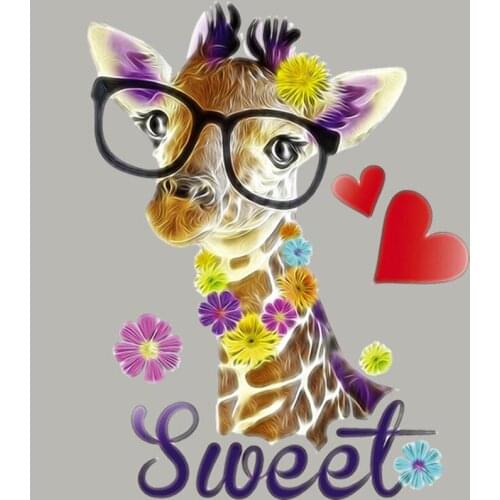 20pcs Sweet Giraffe Iron On Patch For Clothing Heat Transfer Stickers Vinyl Patches Appliques Jumpsuit Sweater Jacket Patchwork