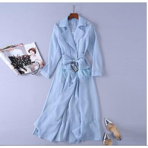 2021 Lace Lace up Windbreaker Dress Women Long Sleeve Feather Pockets Sexy Party Dresses Female Elegant Clothes S-XL