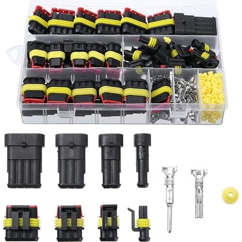 26pcs/box Electrical Wire Connector 1/2/3/4 Pins IP68 Waterproof Car Wire Cable Plug Connectors 12A Crimp Terminal Car Fuse Kits