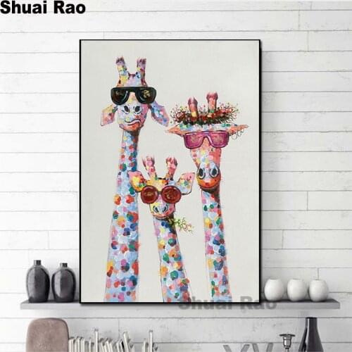 5 d diamond mosaic Colorful Animal Giraffe A family With Glasses For Living Room Home Decor diamond Painting embroidery mosaic