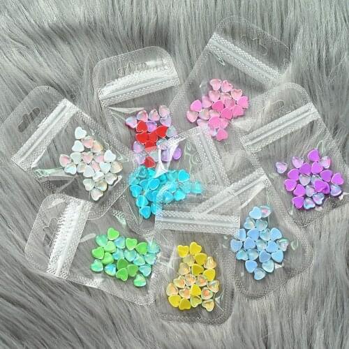 50 pcs/bag Candy Nail Art Rhinestone 8*8mm 3D Heart/Round Symphony Flat Back Crystal Jewelry Manicure Decoration Color Change W