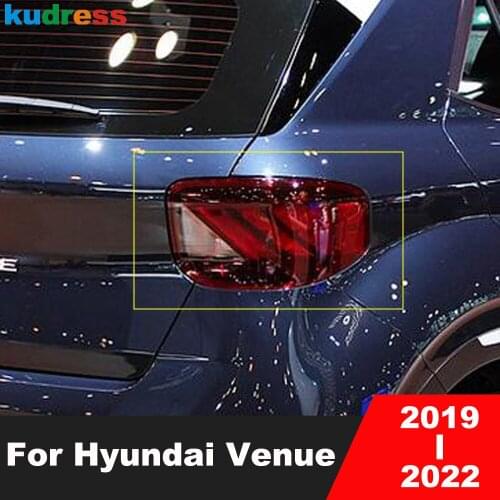For Hyundai Venue 2019 2020 Carbon Fiber Rear Tail Light Lamp Cover Trim Taillight Frame Trims Sticker Car Styling Accessories