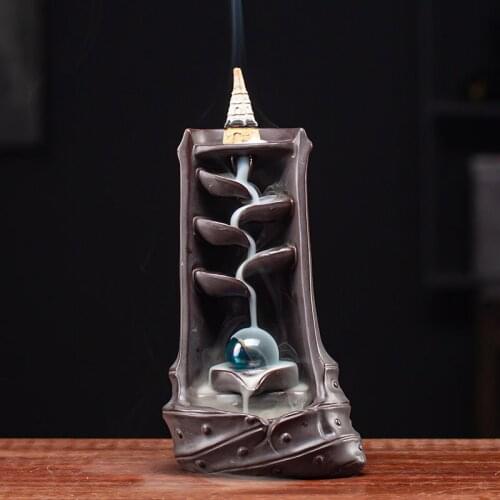 Bamboo rhyme backflow incense burner creative ornaments mountain flowing water ceramic incense burners home decorations