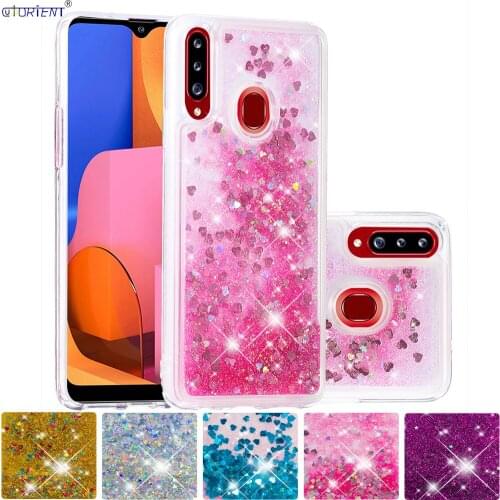 Bling Liquid Silicone Case for Samsung Galaxy A20s Cute Glitter Dynamic Quicksand Soft Cover SM-A207F/DS SM A207F/DS Fitted Case