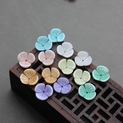 5pcs / bag natural shell flower 12mm dyed three petal bowl flower beads jewelry making DIY necklace ear hair clip accessories