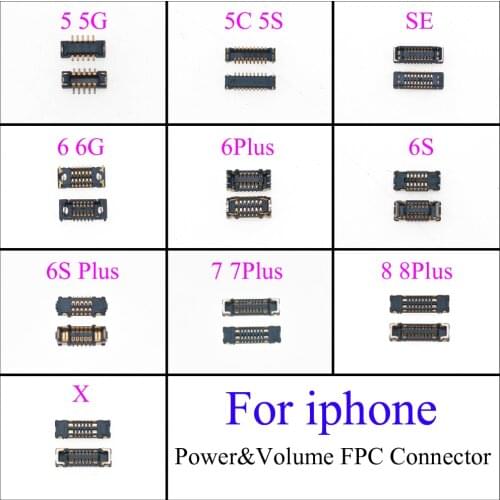 On Motherboard Mainboard Power&Volume FPC Connector Port Dock Plug For iPhone 5 5G SE 5S 5C 6 6G 6P 6S 6SP 7 7Plus 8 8Plus X