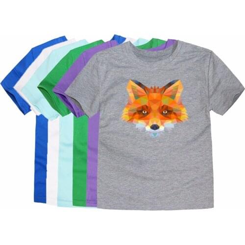 Children Summer Short Sleeve Cotton T Shirts Animal Wolf Tees Boys T Shirts Girls T-shirt Kids Clothes for 1-14Year