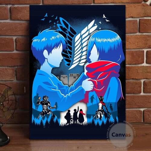 Canvas Anime Eren Mikasa Attack on Titan Pictures Home Manga Decoration Paintings Poster HD Prints Wall Art Modular Living Room