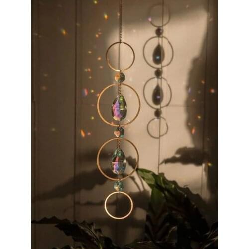 Crystal Hoops Sun Catcher Celestial Rainbow Crystal Hanging Decoration Window Car Prism Suncatcher Fairy Decor Boho Rainbows