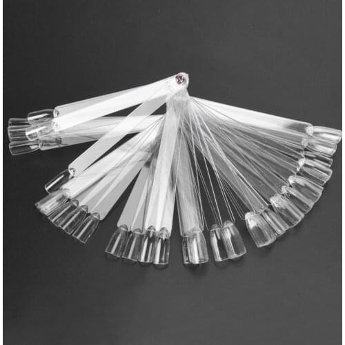 50pcs Nail Art False Tips Practice Display Transparent Natural Color Chart Acrylic UV False Nail Tips Manicure DIY Fake Stickers