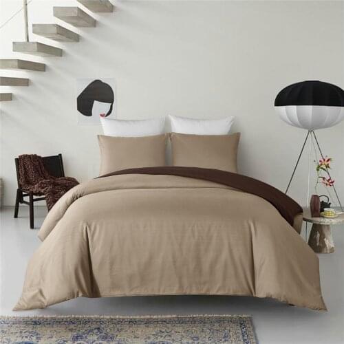 3 pcs Home bedding set soft washed cotton solid stitching duvet case and pillowcase set