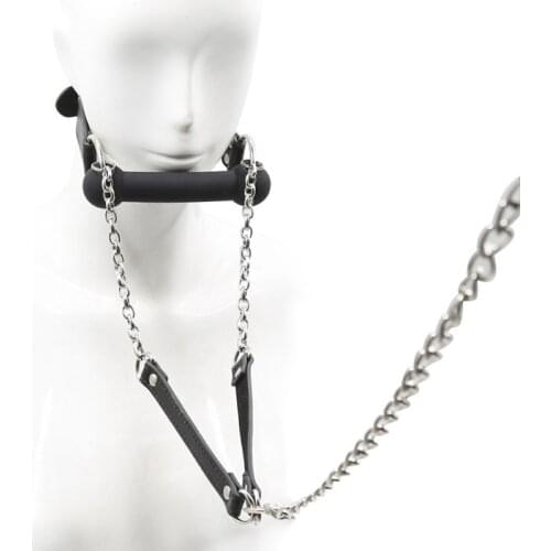 Leather Belt BDSM Bondage Silicone Mouth Gag With Leash Sex Games For Adults Erotic Toys Slave Restraints Fetish Women tools