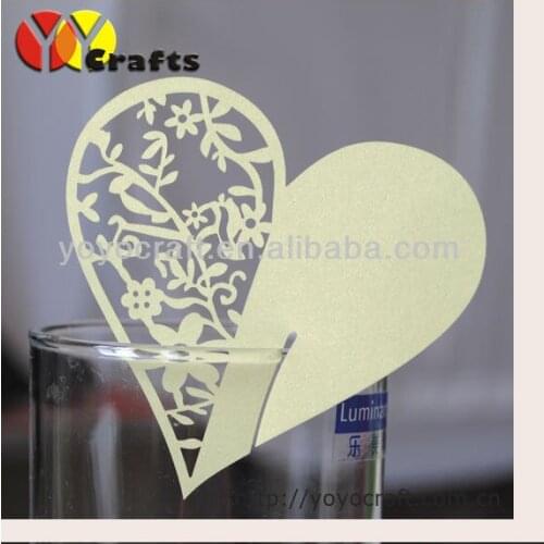 Colorful hot designs good quality laser cut wedding place card for wine glass/ place name card