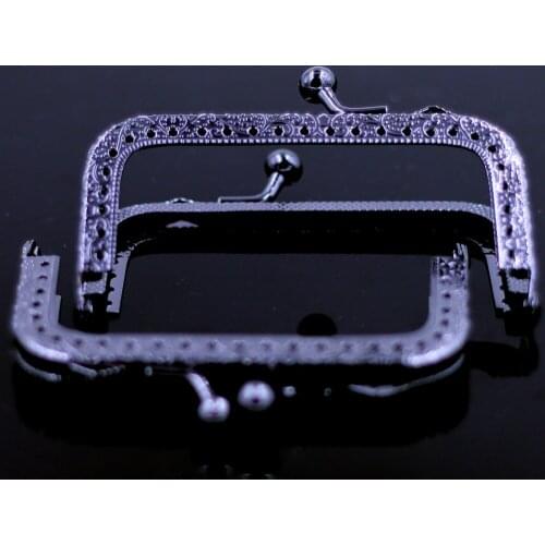 8.5cm Square Metal Purse Frame Kiss Clasp Buckle Black Gunmetal DIY Handbag Handle with Sewing Holes Luggage Hardware