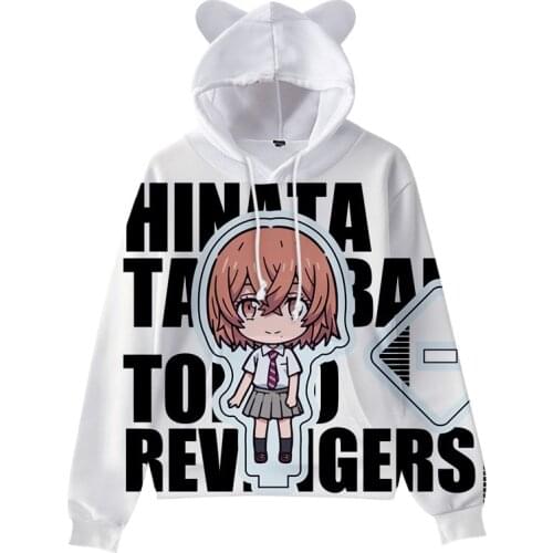 Hot Anime Tokyo Revengers Cute Cat Ears 3D Hoodies Sweatshirts Fashion Casual Autumn Boys Girls Cartoon White Pullovers Clothes