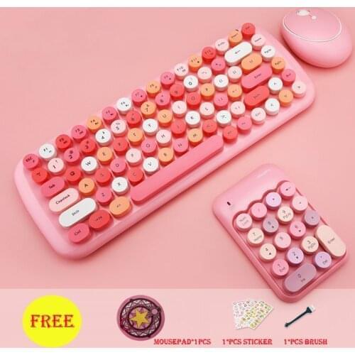 Mofii Wireless Keyboard Mouse 2.4G Wireless USB Receiver 84Keys Round Punk Mini Keyboard and 4Button Mouse 18Keys Numeric Pad