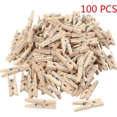 50/100PCS 25mm Natural Mini Wooden Clips for Clothespins Decorative Photos Papers Home Festivals decoration clip Dropshipping