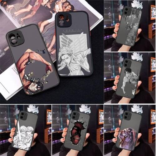 Attack on titan anime fire New Phone Case Matte Transparent for iPhone 7 8 11 12 s mini pro X XS XR MAX Plus Clear mobile bag