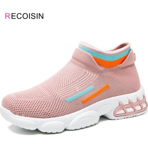 RECOISIN Autumn Women Sneakers Breathable Mesh Comfortable Shoes For Women Fashion Casual Slip-on Ladies Shoes zapatillas mujer