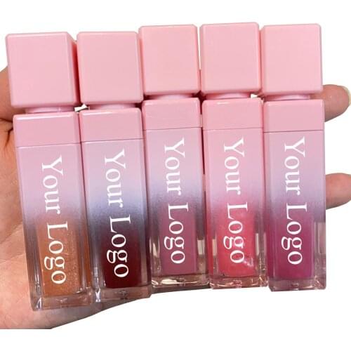 50pcs/lot Square Pink Tube Lipgloss Base Private Label Custom Logo Wholesale Lipgloss Clear Lip gloss Cosmetics Vendor