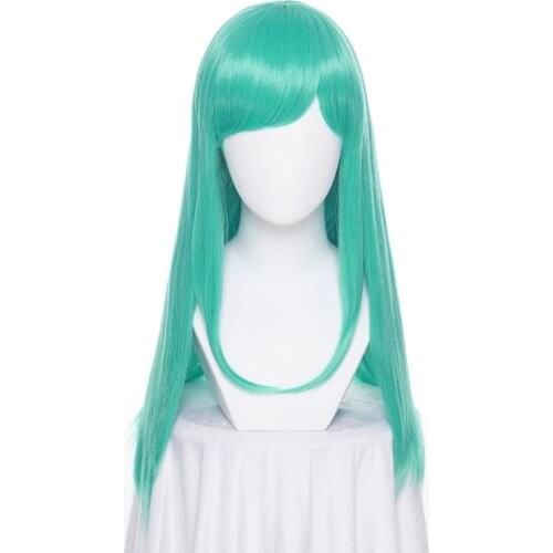 Bulma/Buruma Cosplay Wig 65cm Green Curly Synthetic Hair Halloween Costume Party Wigs + Free Wig Cap