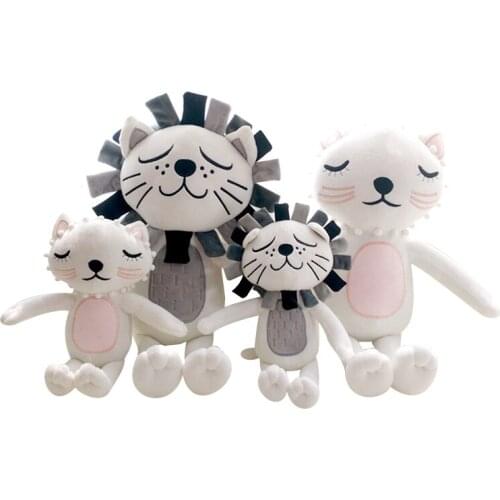 40cm 60cm Lion Cat Plush Doll Adult Kids Cushion Soft Pillow Baby Sleeping Appease Doll Stuffed Baby Kids Toys Home Decor Gift