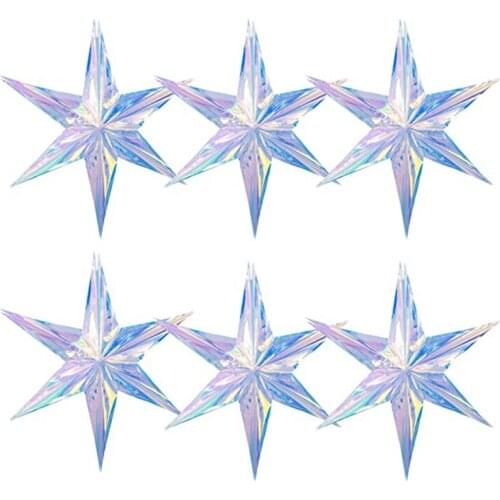 Iridescent 6&5 Point Star Hanging Ornaments DIY Party Ornament Birthday Bridal Shower Wedding Baby Shower Xmas Party Decorations